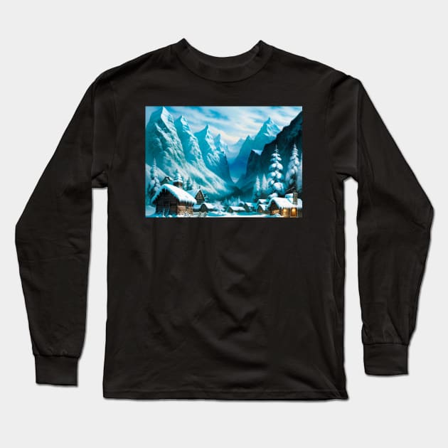 Winter Valley with Snow Long Sleeve T-Shirt by CursedContent